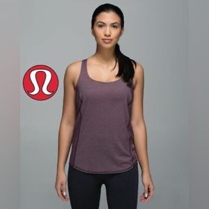 LULULEMON Women's WILD TANK Top 2-in-1 Heathered Black Cherry, Coral